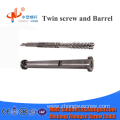 Conical twin screw barrel for pipe/profile directly